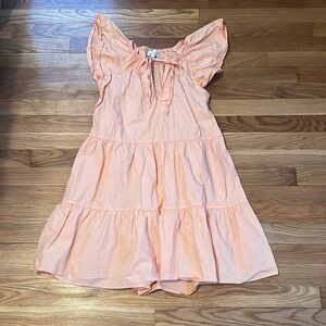 Pinch Peach orange Tiered Flutter Sleeve Babydoll Dress small